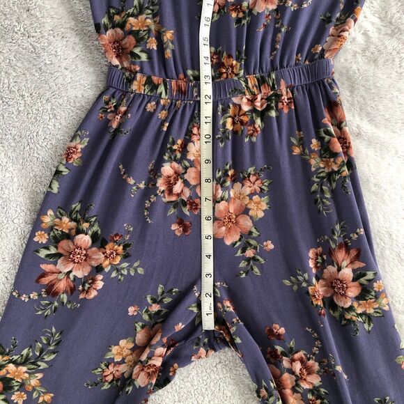 American Eagle Jumpsuit Small Cropped Floral Ruffle Flare Leg Adjustable Strappy - Picture 12 of 13